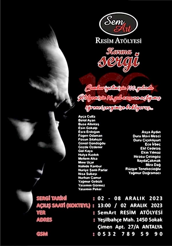 Atölye Sergileri – 02-08 Aralık 2023 Cumhuriyetimizin 100. Yıl Sergisi-kapak