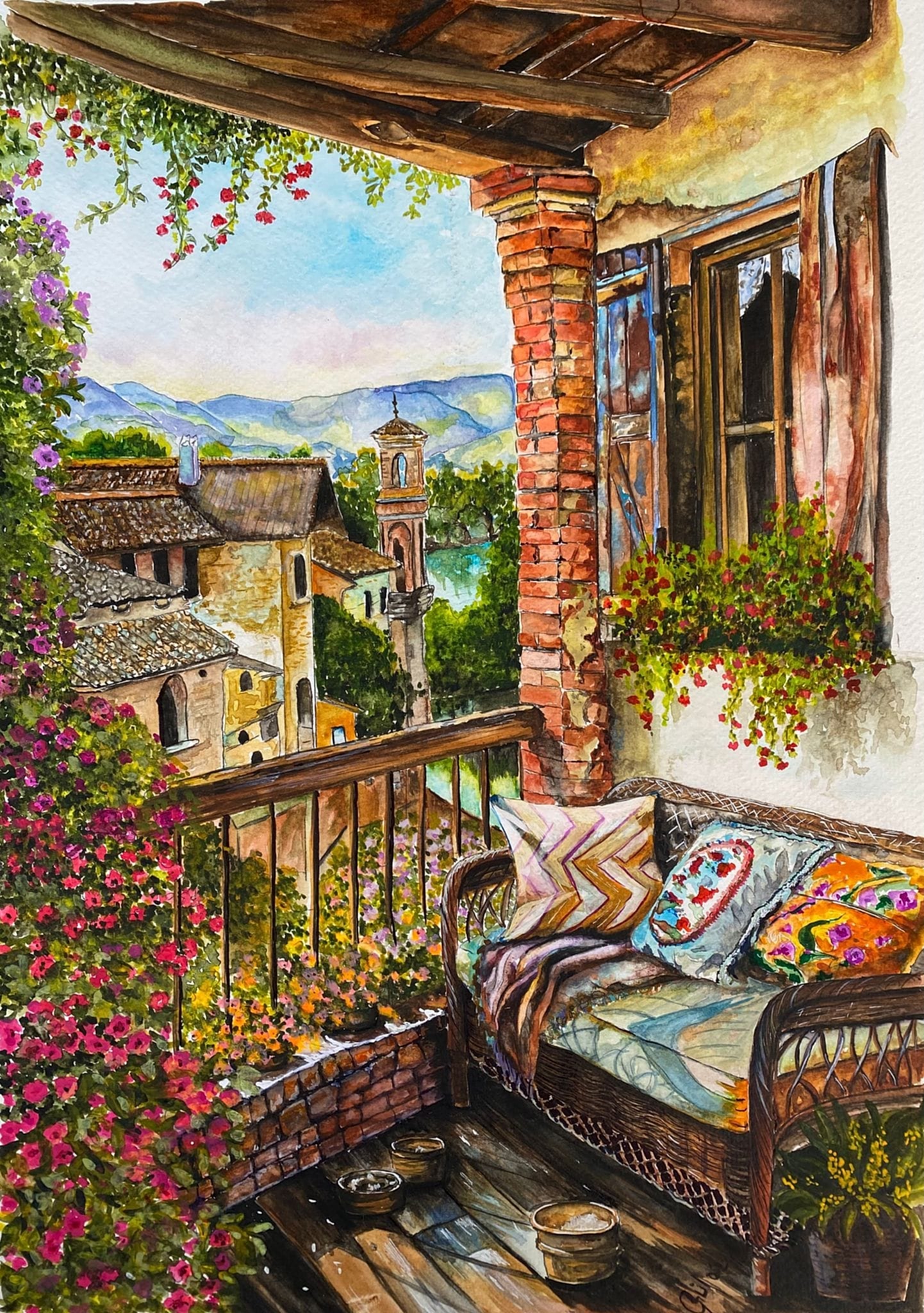 KURU KALEM VE SULU BOYA BÖYLE GÜZEL BALKON